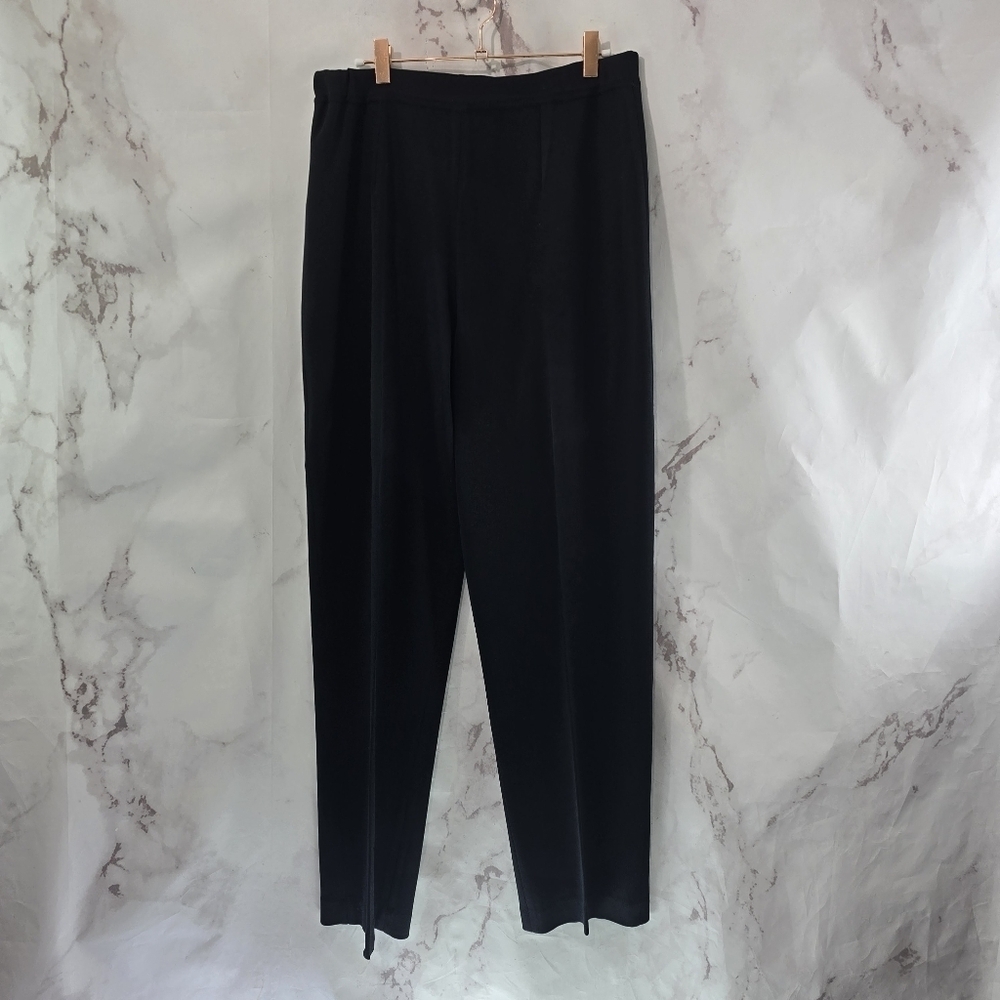 Exclusively Misook Pants Womens Medium Black High Rise Acryllic Dress Pull On